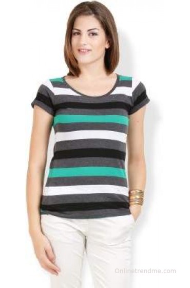 Max Striped Women's Round Neck T-Shirt Max Striped Women's Round Neck T-Shirt